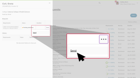 Student's list of request college documents. Letter of recommendatino has a status of "Pending submission". The three-dot menu is open and the cursor is clicking Send.